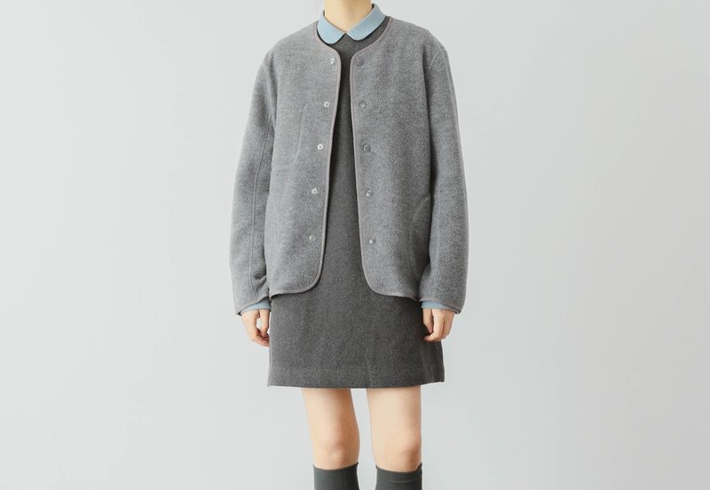 【多色基础】法式复古 羊羔毛叠穿工装圆领外套 - 女装上衣 - 羊毛 多色