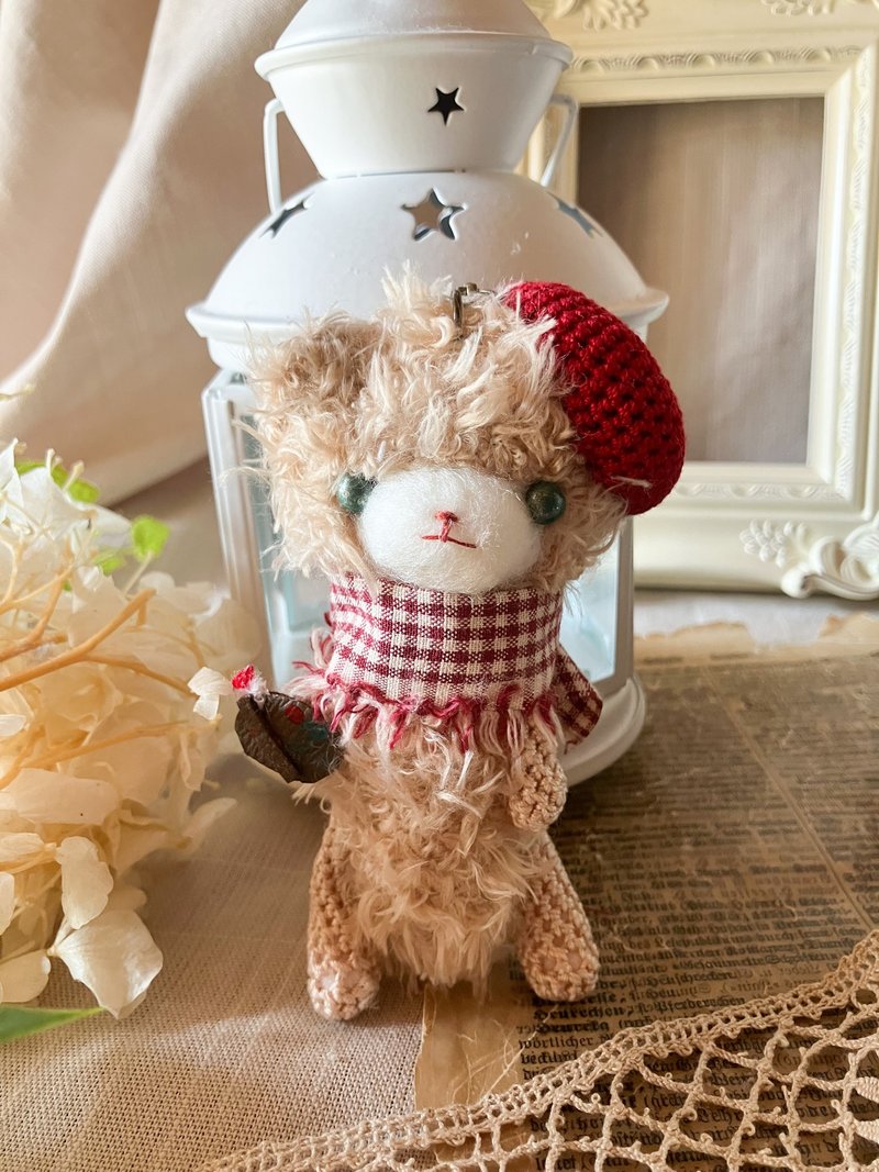 画家小熊包包吊饰 - 玩偶/公仔 - 羊毛 咖啡色