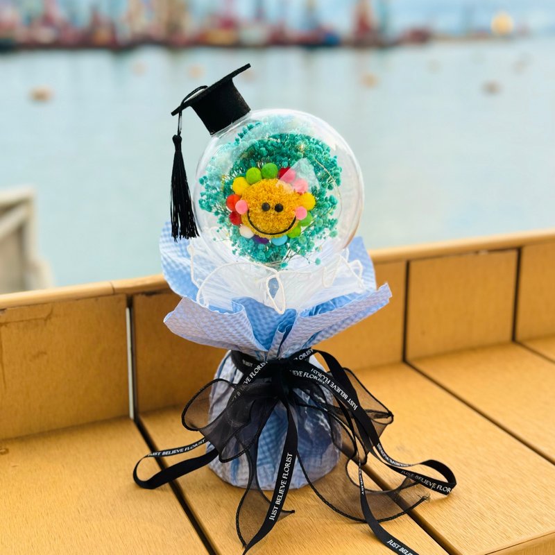 波波球花束 永生花兵乓菊 哈哈笑 毕业花束 定制化 可加灯带 - 干燥花/捧花 - 植物．花 
