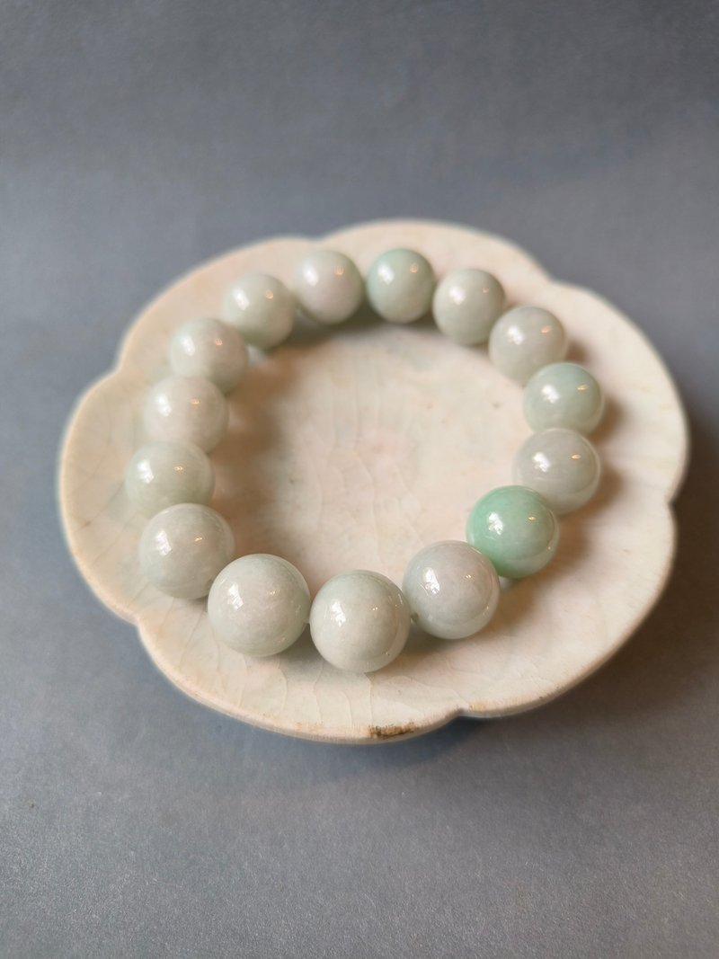 天然缅甸翡翠 淡绿串珠 日常守护・招来好运 手串 - 手链/手环 - 玉石 绿色