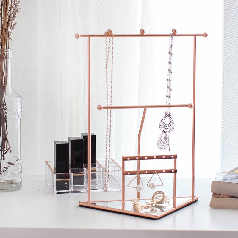 玫瑰金几何三角饰品收纳架 - 收纳用品 - 其他金属 金色