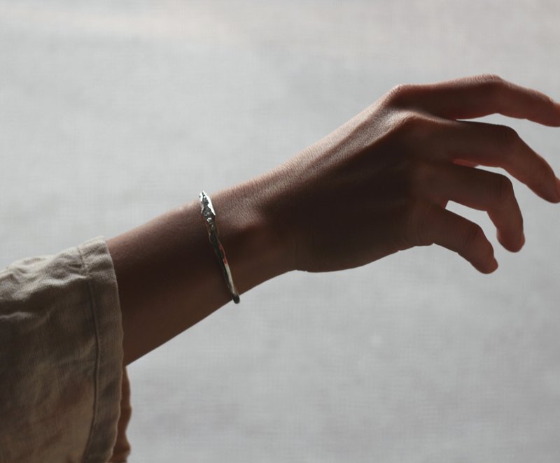 赫基蒙裸钻纯银手环 可定制情侣款 - 手链/手环 - 纯银 白色