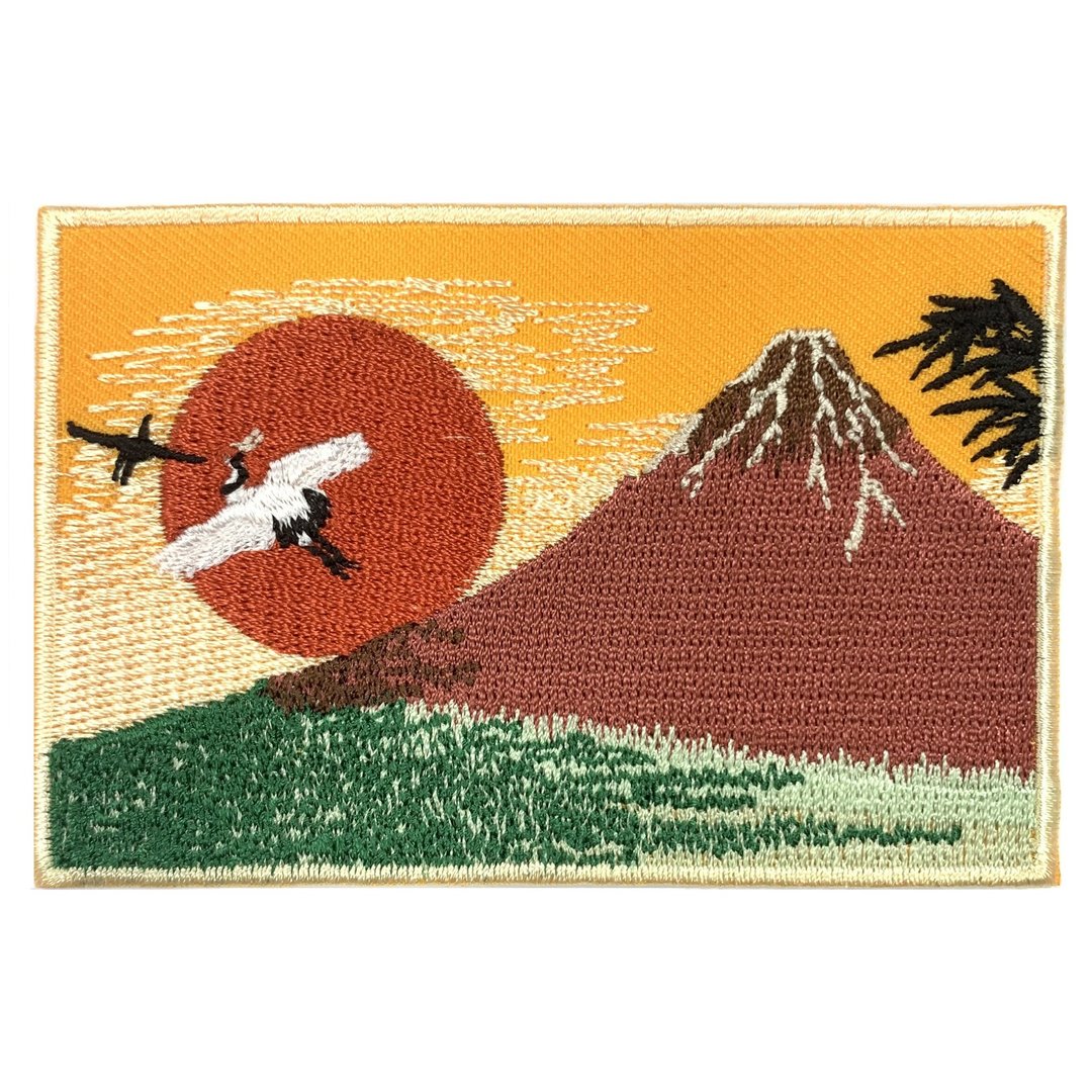 凯风快晴 日本鹤 浮世绘刺绣 刺绣布章 贴布 布标 烫贴 徽章 肩章 - 徽章/别针 - 绣线 多色