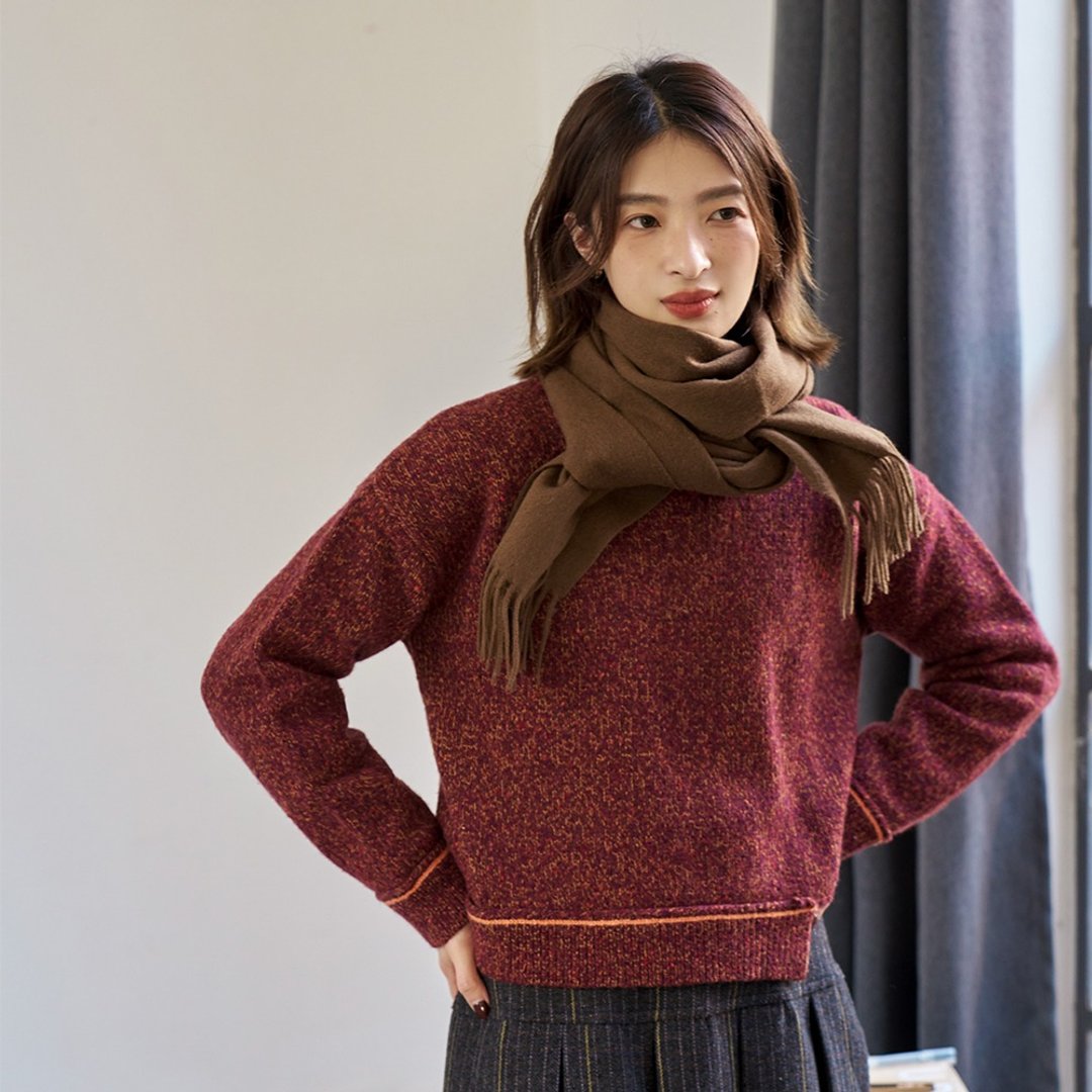 不对称彩点毛衣|针织衫|外套|两色|秋冬款|Sora-1382 - 女装针织衫/毛衣 - 羊毛 多色