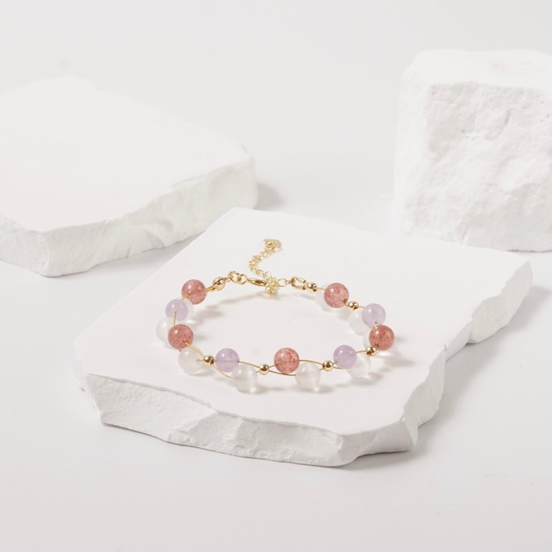 【法式优雅】晨曦花语 | 草莓晶 | 能量水晶/宝石/设计/手链/饰品 - 手链/手环 - 宝石 红色