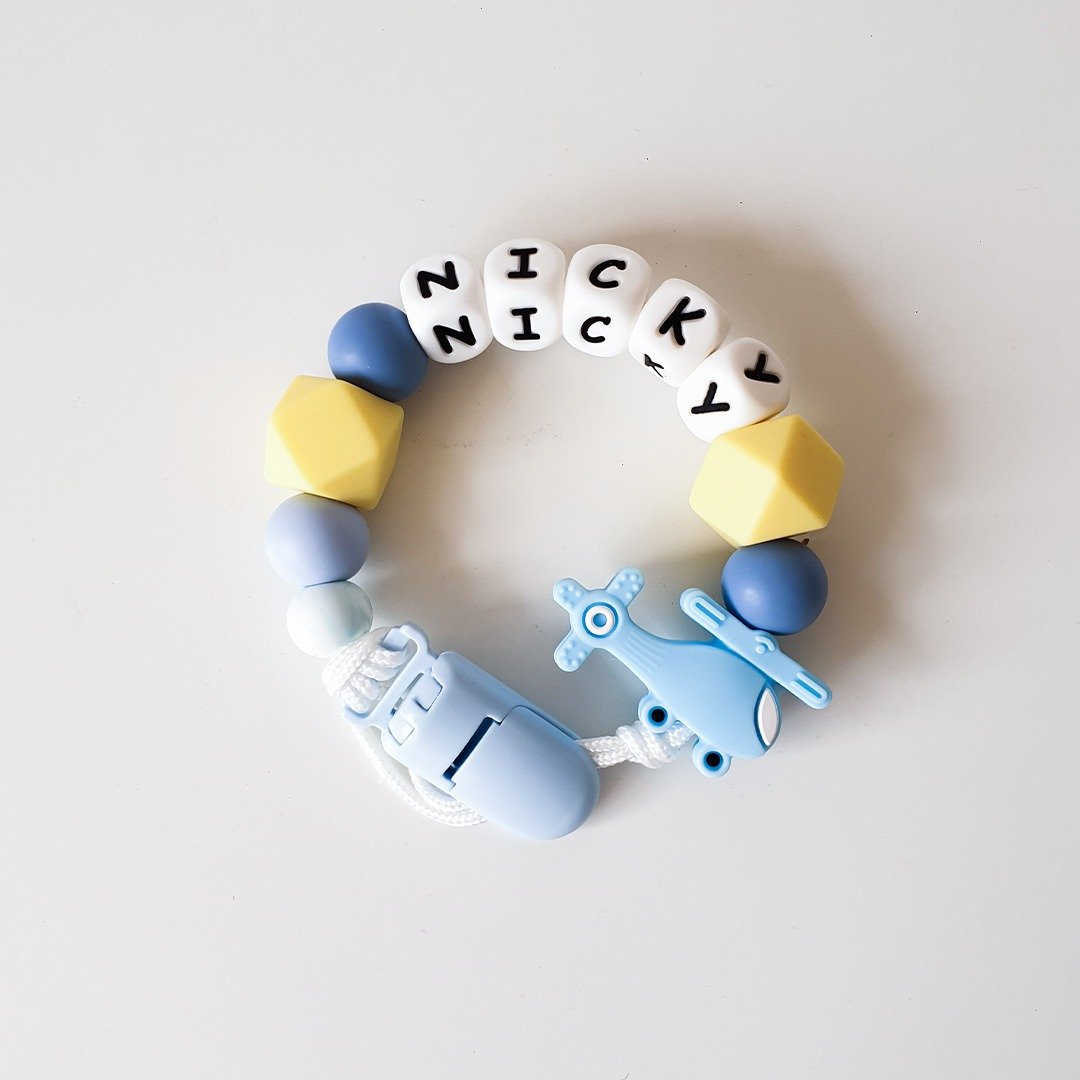 NICKY 直升机 奶嘴链夹 / 定制化奶嘴链 可套香草奶嘴 (27cm - 玩具/玩偶 - 其他材质 