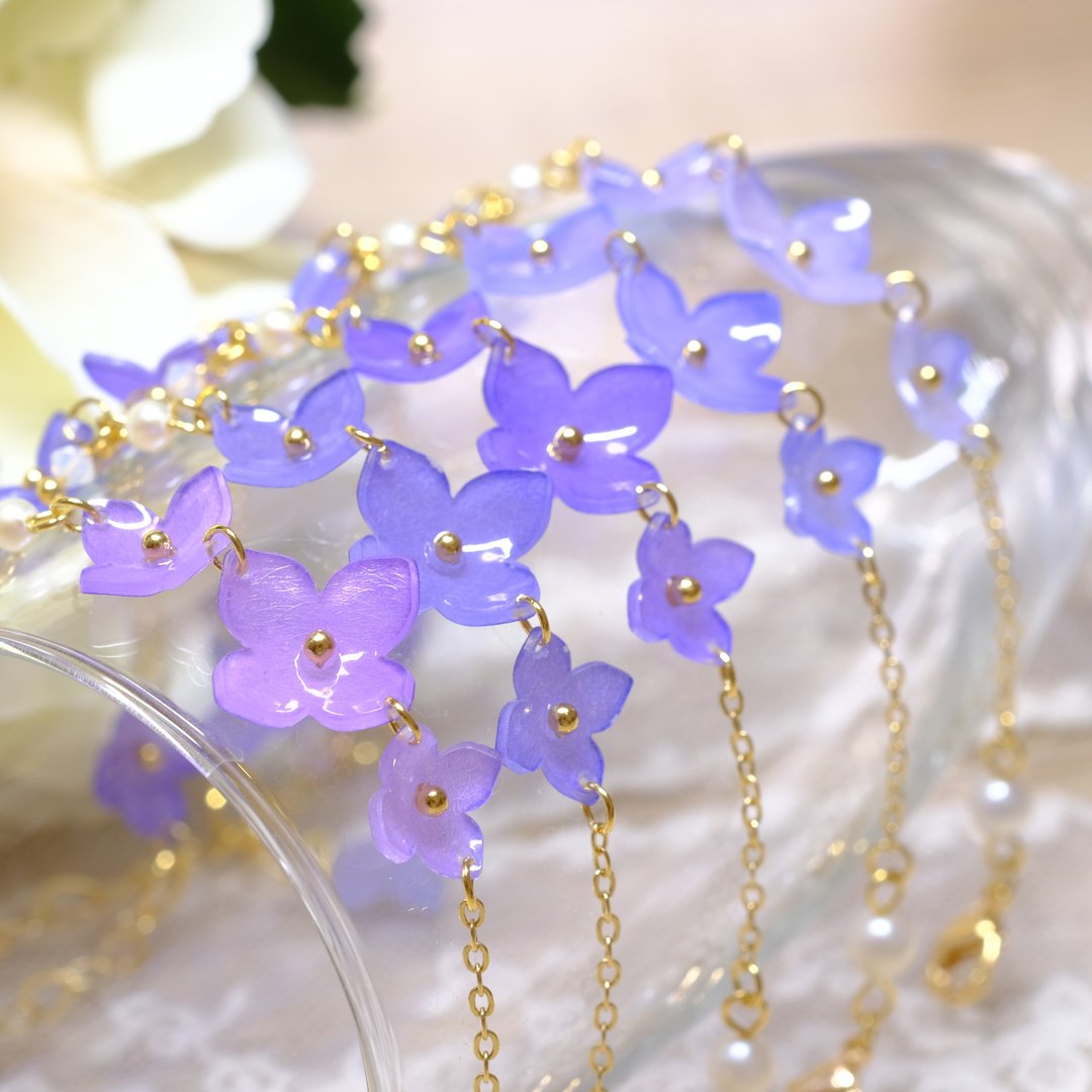 紫阳花手链【紫阳花之泪】 - 手链/手环 - 树脂 紫色