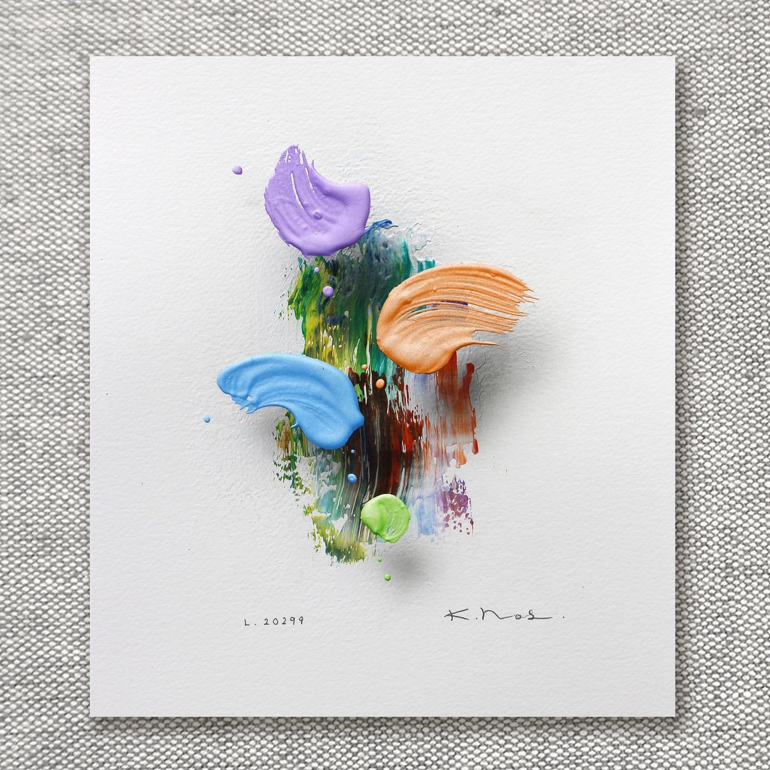 Original Abstract 3-d Painting -Layer 20299- by Kenji Hoshi, 25 x 21 cm - 海报/装饰画/版画 - 纸 透明