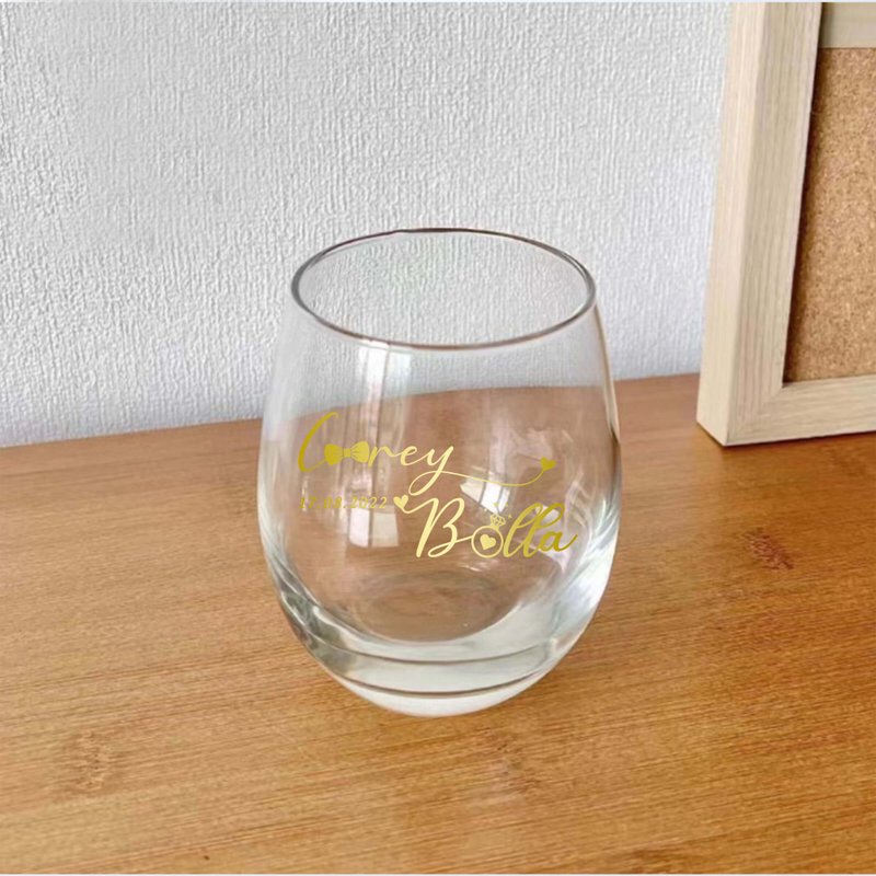 新婚礼物|创意雕刻定制化威士忌对杯 文字雕刻新婚礼物庆祝新婚 - 酒杯/酒器 - 玻璃 