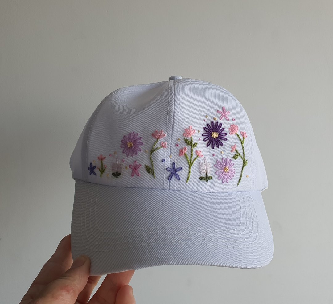 花园刺绣帽子，花痴，色调，紫 - 帽子 - 绣线 紫色