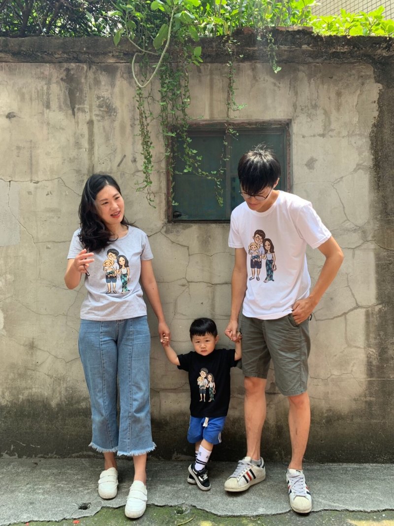 最美的是家人一起穿手绘【定制化衣服】 亲子装 情侣T 团体服 - 女装 T 恤 - 棉．麻 灰色