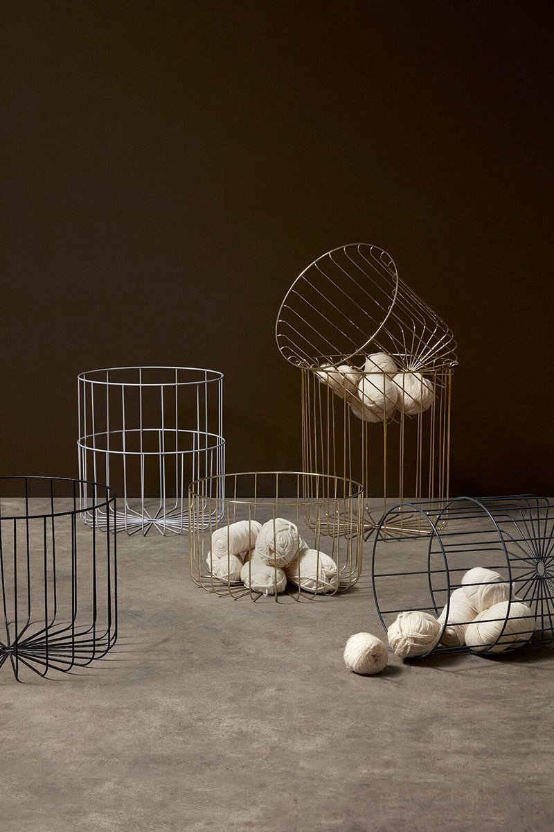 【Hübsch】－940618 黄铜色金属线条收纳篮-2件组 置物篮 整理箱 - 置物架/篮子 - 其他金属 金色