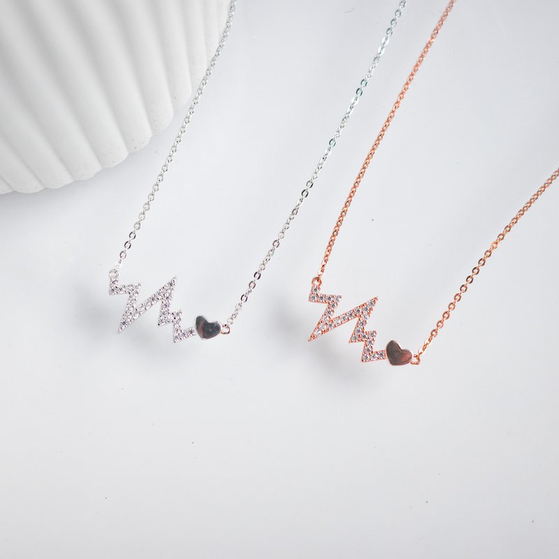 925纯银怦然心动项链亮银色/玫瑰金 颈链 圣誔节礼物 礼盒包装 - 项链 - 纯银 银色