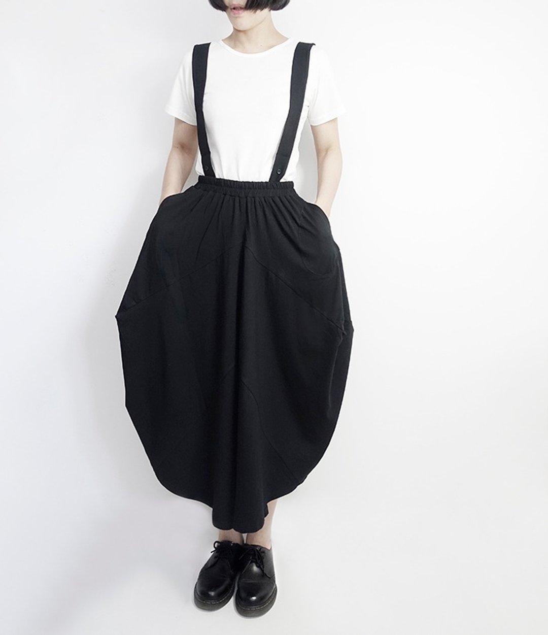 I . A . N Design 黑色有机棉吊带裙 Organic Cotton - 裙子 - 棉 黑色