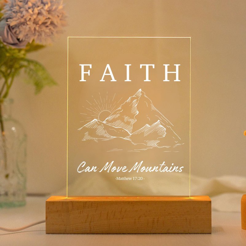 恩典之光 圣经经文LED灯 经文礼物 信心可以移山 马太福音17:20 - 灯具/灯饰 - 压克力 卡其色
