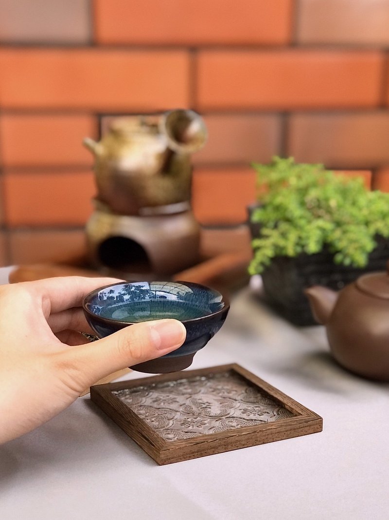 鸡翅木  海棠花复古毛玻璃杯垫 - 杯垫 - 木头 