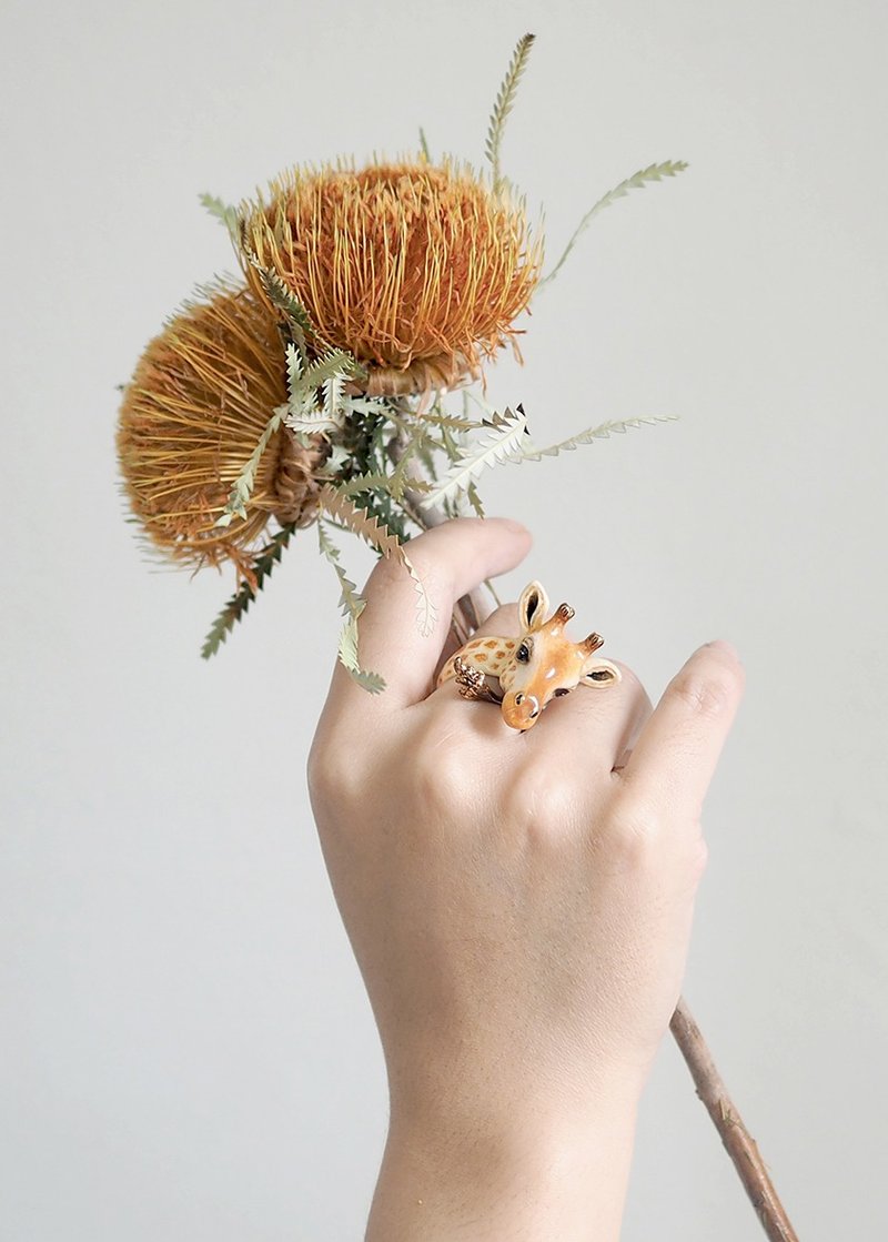 Gina, Giraffe Ring,Safari, animal ring, Giraffe - 戒指 - 其他金属 橘色