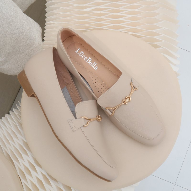 【傲慢与偏见】方楦平底鞋-米色 - 芭蕾鞋/娃娃鞋 - 真皮 白色