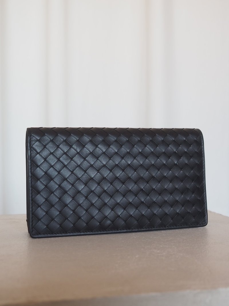 Bottega Veneta 宝缇嘉 经典编织长夹 皮夹 复古 - 皮夹/钱包 - 真皮 黑色