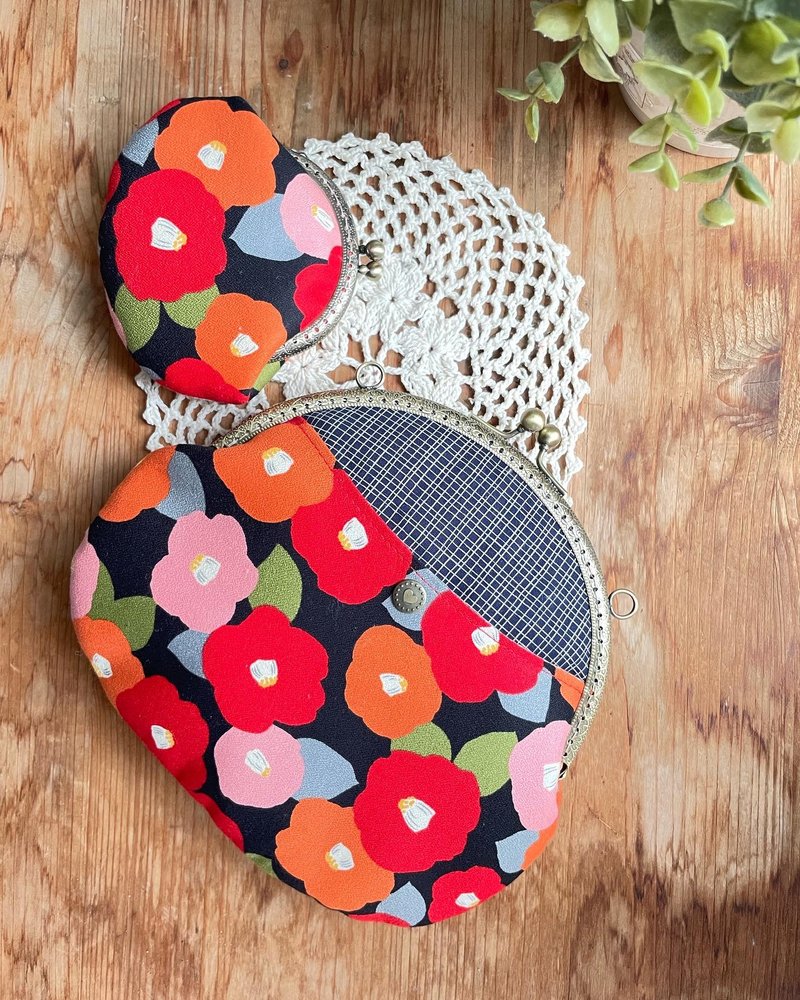 日系花朵口金包组 - 侧背包/斜挎包 - 棉．麻 红色