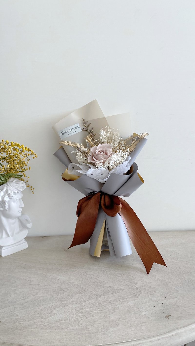芮米有花_可订制 多色单枝永生玫瑰不凋花干燥花花束2023情人节七 - 干燥花/捧花 - 植物．花 卡其色