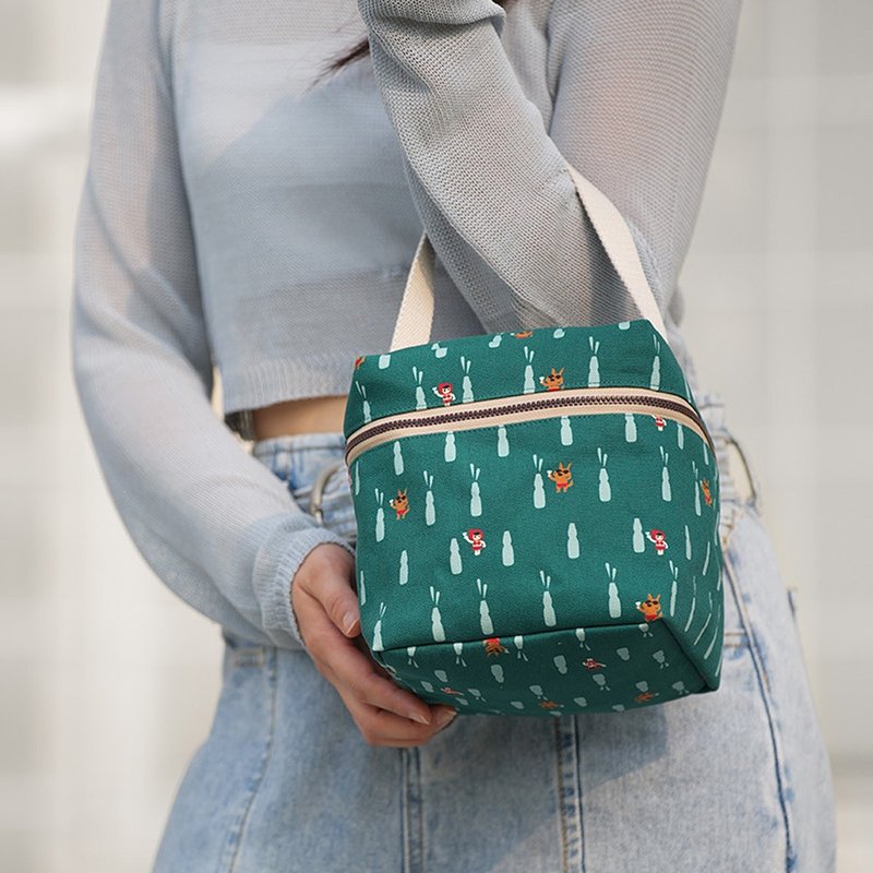 7-11窈窕餐袋 立方体大容量便当袋 骰子包 防泼水 - 弹珠汽水 - 手提包/手提袋 - 防水材质 绿色