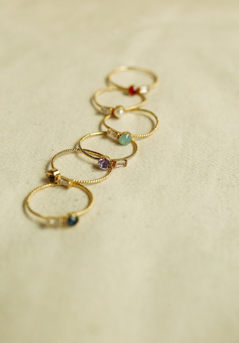 Febbi-FIREWORK/小星球线戒/水晶/18k - 戒指 - 其他金属 多色