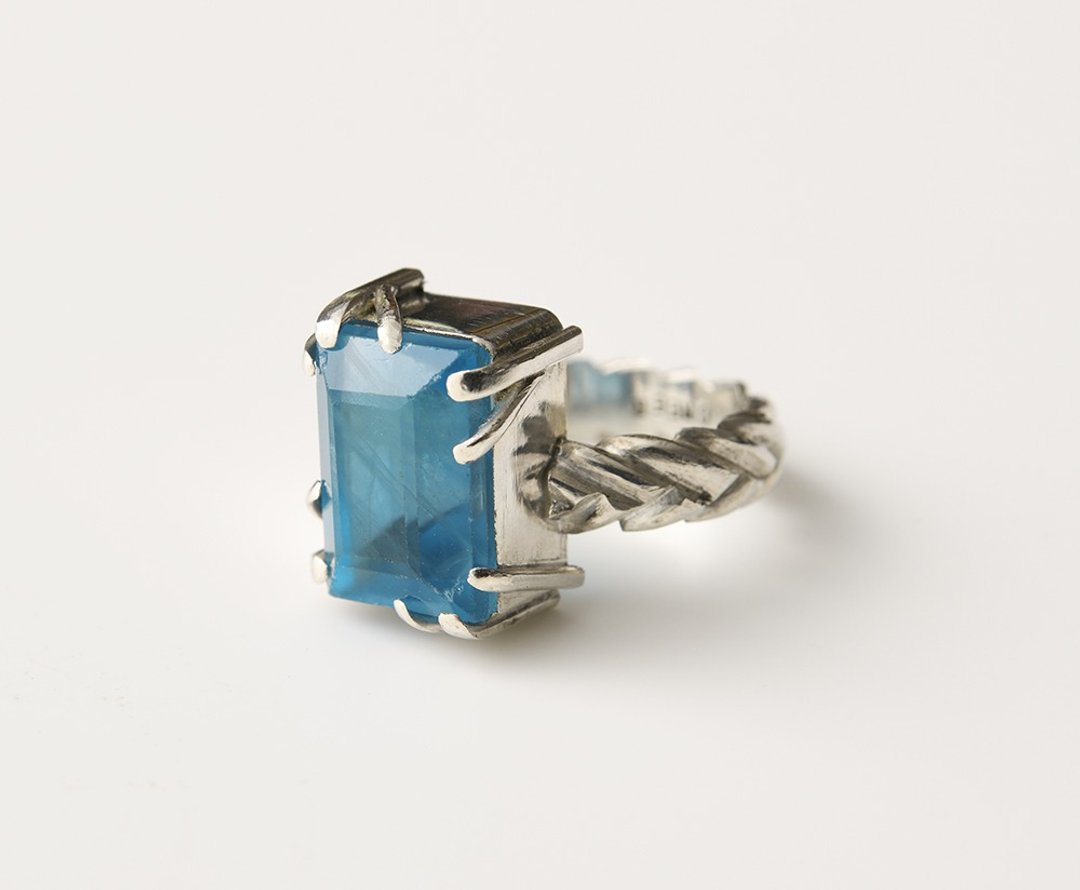 CR102 (Blue Fluorite) - 戒指 - 其他金属 蓝色
