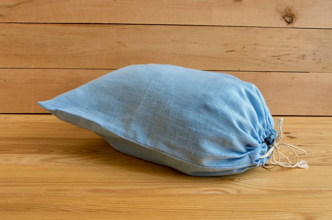 Set of 3 linen reusable drawstring sourdough storage bags, cottage style bag - 调味罐/酱料瓶 - 亚麻 蓝色