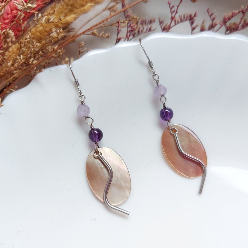 s925纯银 天然黄贝耳环 | 手作定制 手链 项链 耳饰 饰品 - 耳环/耳夹 - 贝壳 