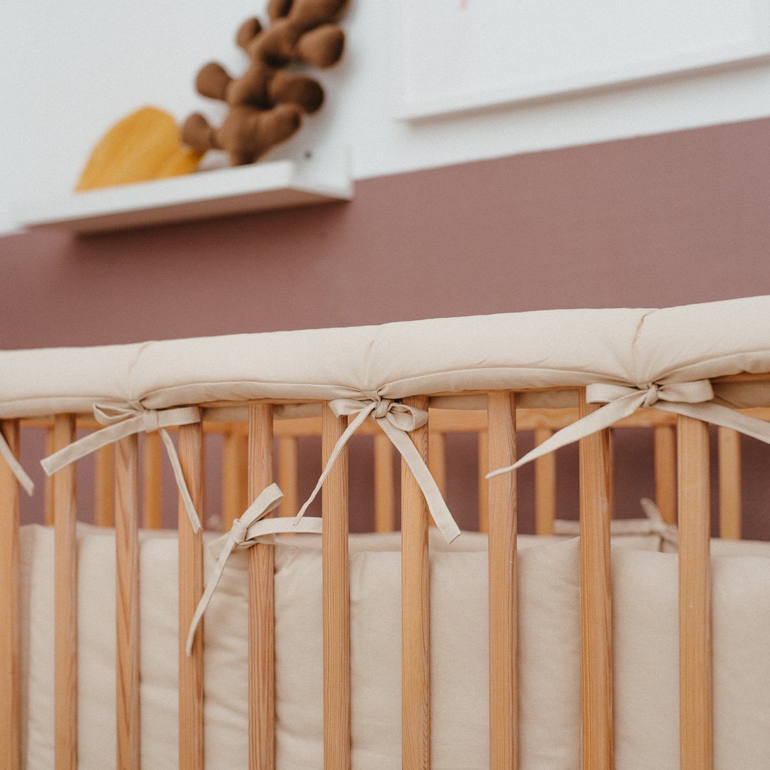 Neutral Nuresry Rail Covers for Crib - BabyTeething guard - 婴儿床上用品 - 棉．麻 咖啡色
