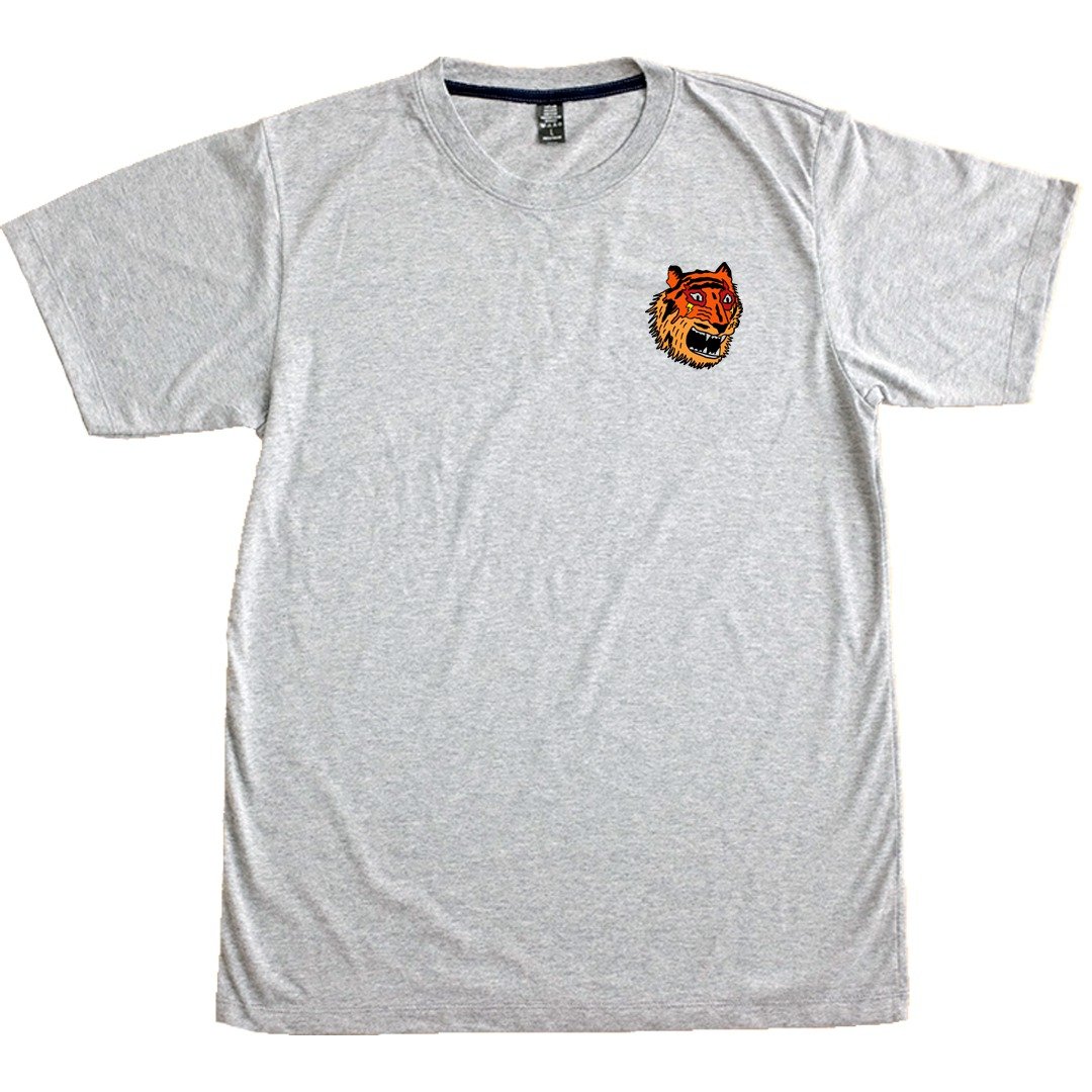 TIGER ROAR !!! illustration printing short-sleeved unisex cotton t-shirt - 男装上衣/T 恤 - 棉 灰色