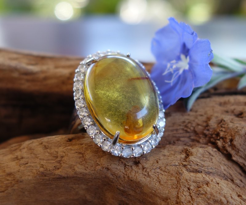 琥珀 Amber 天然波罗的海金珀 净水 大戒指 6.6克 植物珀 非二代 - 戒指 - 半宝石 黄色