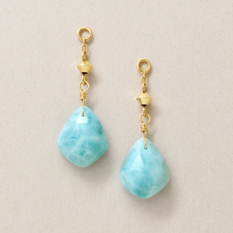 【Palette】 10K Larimar 坠饰 (黄金) - 吊饰 - 贵金属 