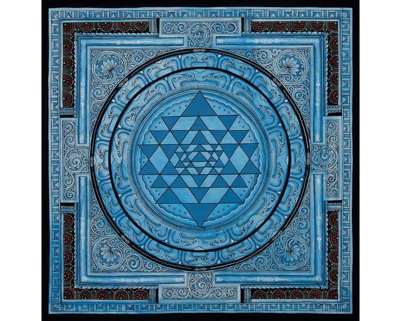 Shree Yantra 曼陀罗唐卡——宇宙平衡与能量流动的神圣象征 - 墙贴/壁贴 - 其他材质 多色