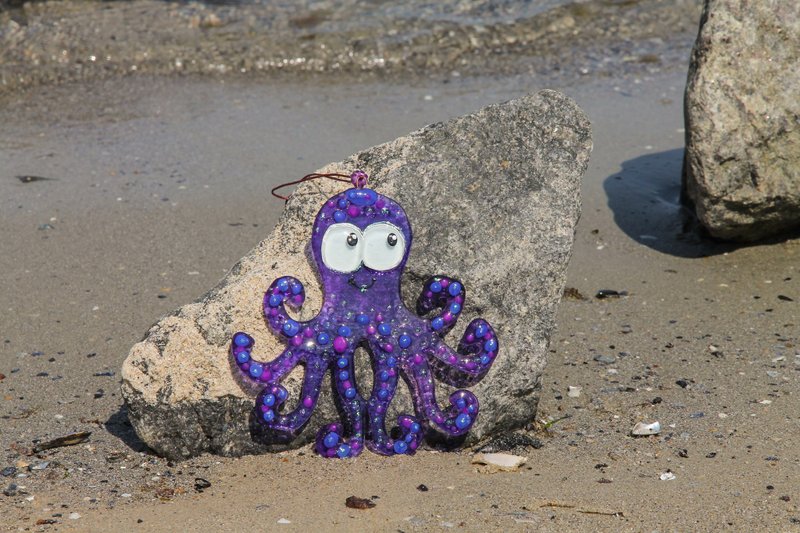 章鱼玻璃墙艺术彩绘捕日者独特透明悬挂家居装饰 - 墙贴/壁贴 - 玻璃 紫色