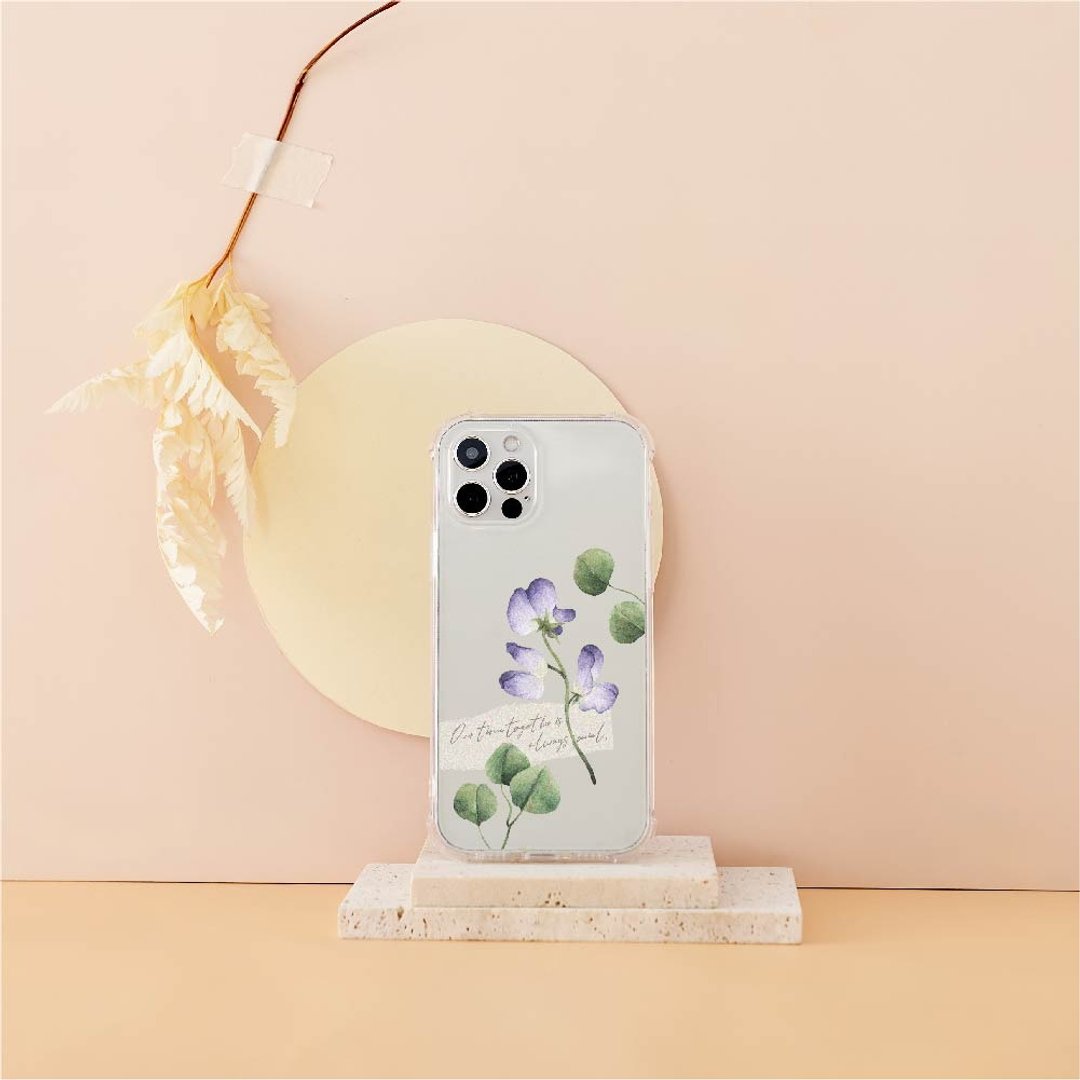 乐意紫色甜豌豆花全气囊防摔iPhone手机壳 - 手机壳/手机套 - 塑料 透明