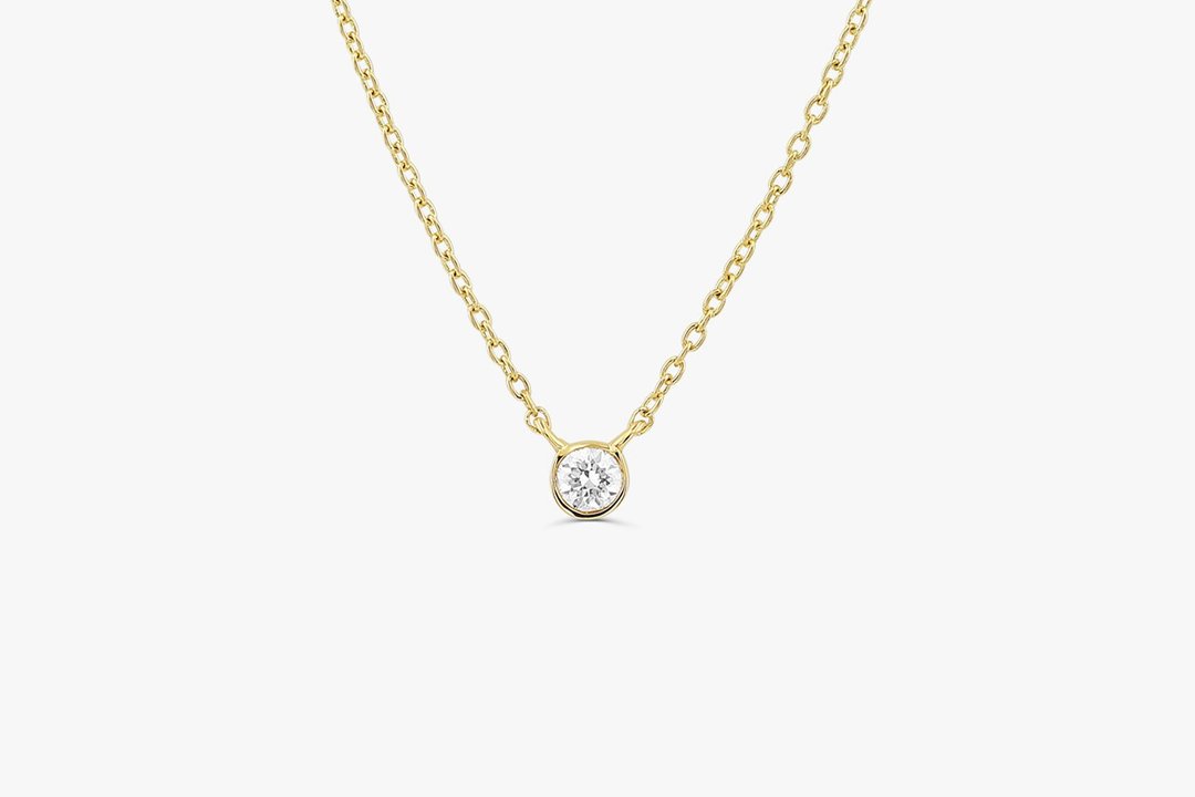 圆形 钻石 925纯银 项链 (银/玫瑰金/14k金) | 单钻石系列 - 项链 - 纯银 银色