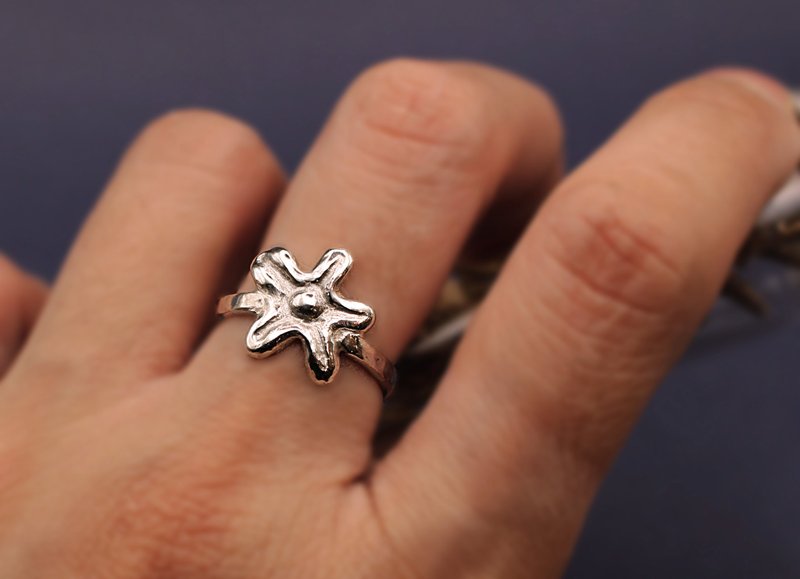 花系列-小春花开口925银戒 - 戒指 - 纯银 金色