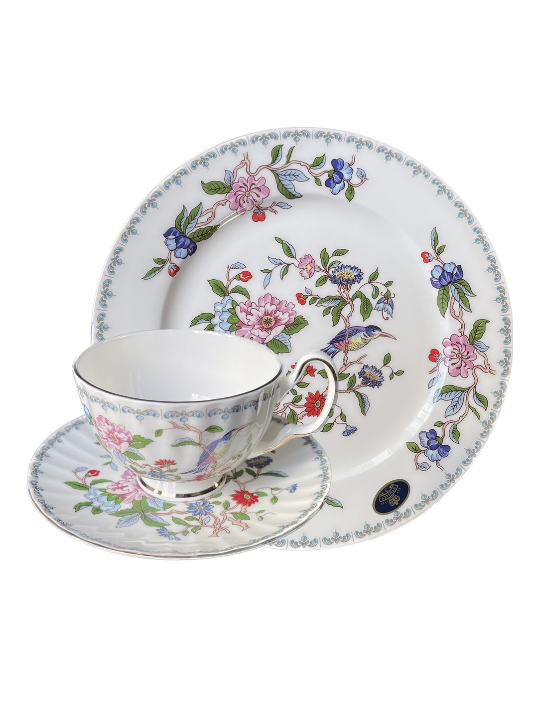 英国Aynsley 雀鸟系列 组合优惠价 骨瓷约克/奥本杯盘组+餐盘 - 茶具/茶杯 - 瓷 白色