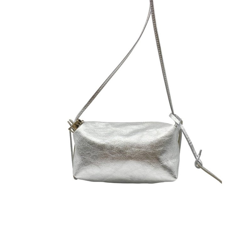 Marco Masi Milano 时尚小型菱格绗缝方形肩背包 - 冰银河 - 侧背包/斜挎包 - 真皮 银色