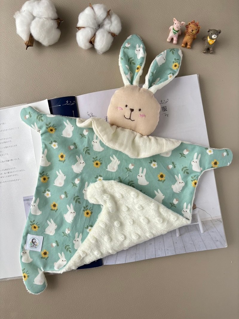 兔宝宝安抚巾－向日葵兔兔 韩国纯棉布 口水巾 - 玩具/玩偶 - 棉．麻 绿色