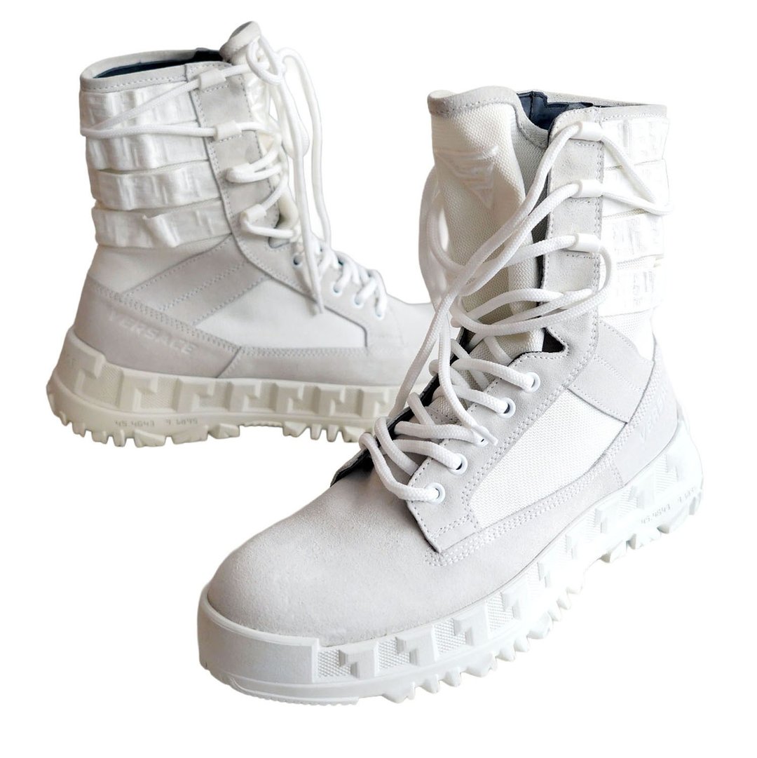 EU39Versace Bottes Longues en Suède Beige de Militaire - 男款靴子 - 真皮 灰色