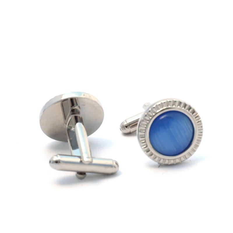 Blue Fiber Glass cufflinks - 袖扣 - 其他材质 白色