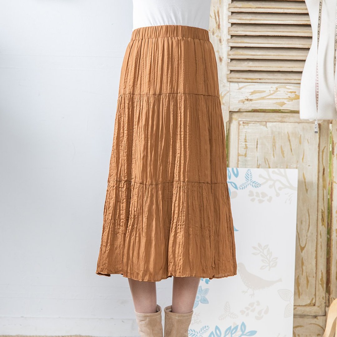 Hana Mokuba 松紧腰缩褶工艺层次垂坠伞裙 - 裙子 - 其他材质 