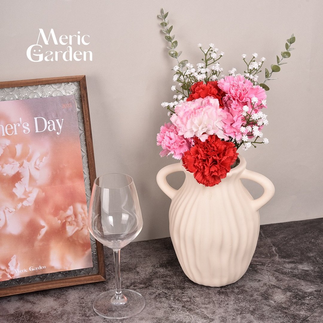 【Meric Garden】仿真妍姿永恒 康乃馨花艺花瓶组 - 干燥花/捧花 - 其他人造纤维 粉红色