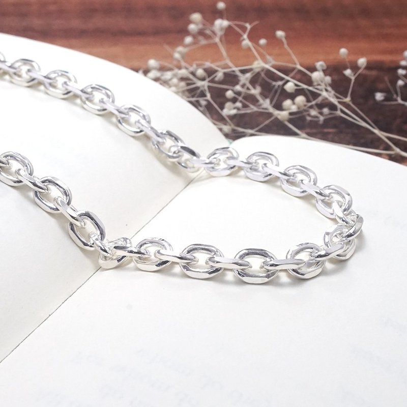 925纯银项链 方形棱角链(5.3mm宽链) 多款长度 男生项链 - 项链 - 纯银 银色