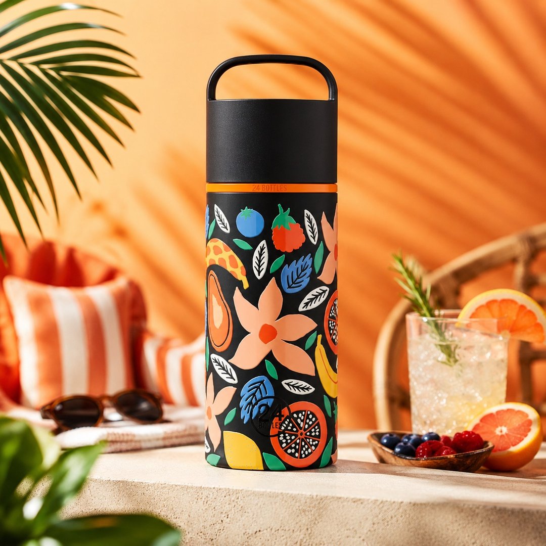 意大利 24Bottles【Spin Bottle 730ml】Tropical Noir 扭扭保温瓶 - 水瓶/水壶 - 不锈钢 黑色