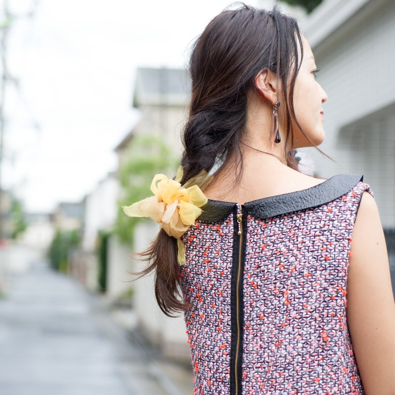 mini | 向日葵 | 彩织咲编发圈 - 发饰 - 其他材质 黄色