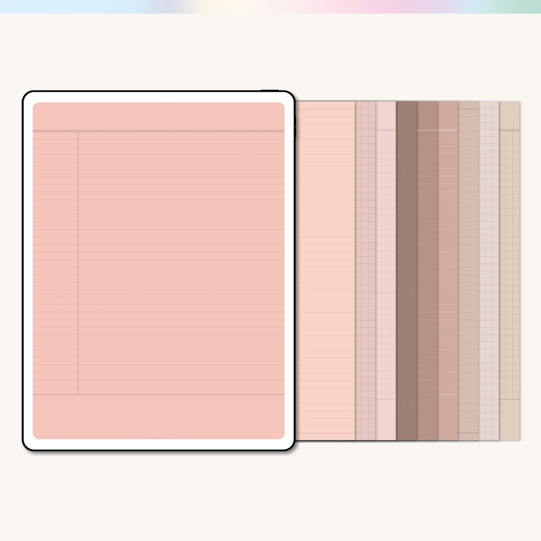 Digital Note Taking Template - Pink theme, Goodnotes Template - 图文模板设计 - 其他材质 